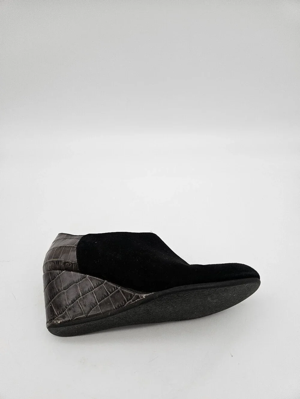 Anyi Lu Jessie  Suede Wedge Bootie Black Gray Women's Size 5